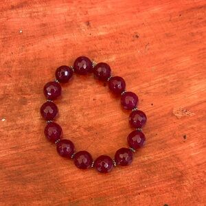 Elegant Red Beaded Stretch Bracelet